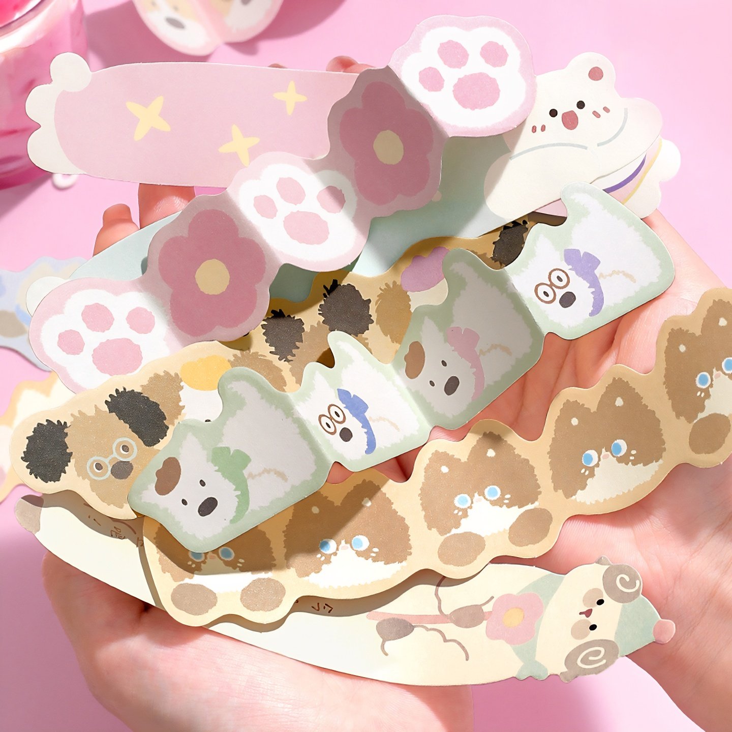 炸毛小乖异形长条便签纸可爱卡通小狗猫咪手帐素材记事留言便条纸