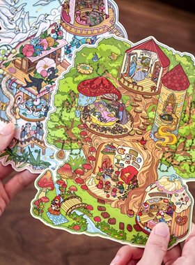 纸先生童话书收纳可爱卡通造景贴纸人物素材diy小屋微缩场景贴画