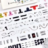 记忆归档手账小工具图案pet胶带模切复古手账素材夹子diy手帐贴纸