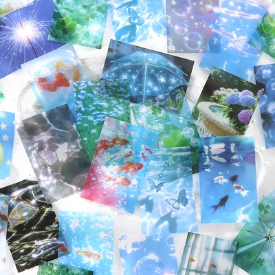 infeelme白日蜃楼手帐素材可撕便签纸无粘性梦幻金鱼手账拼贴便签