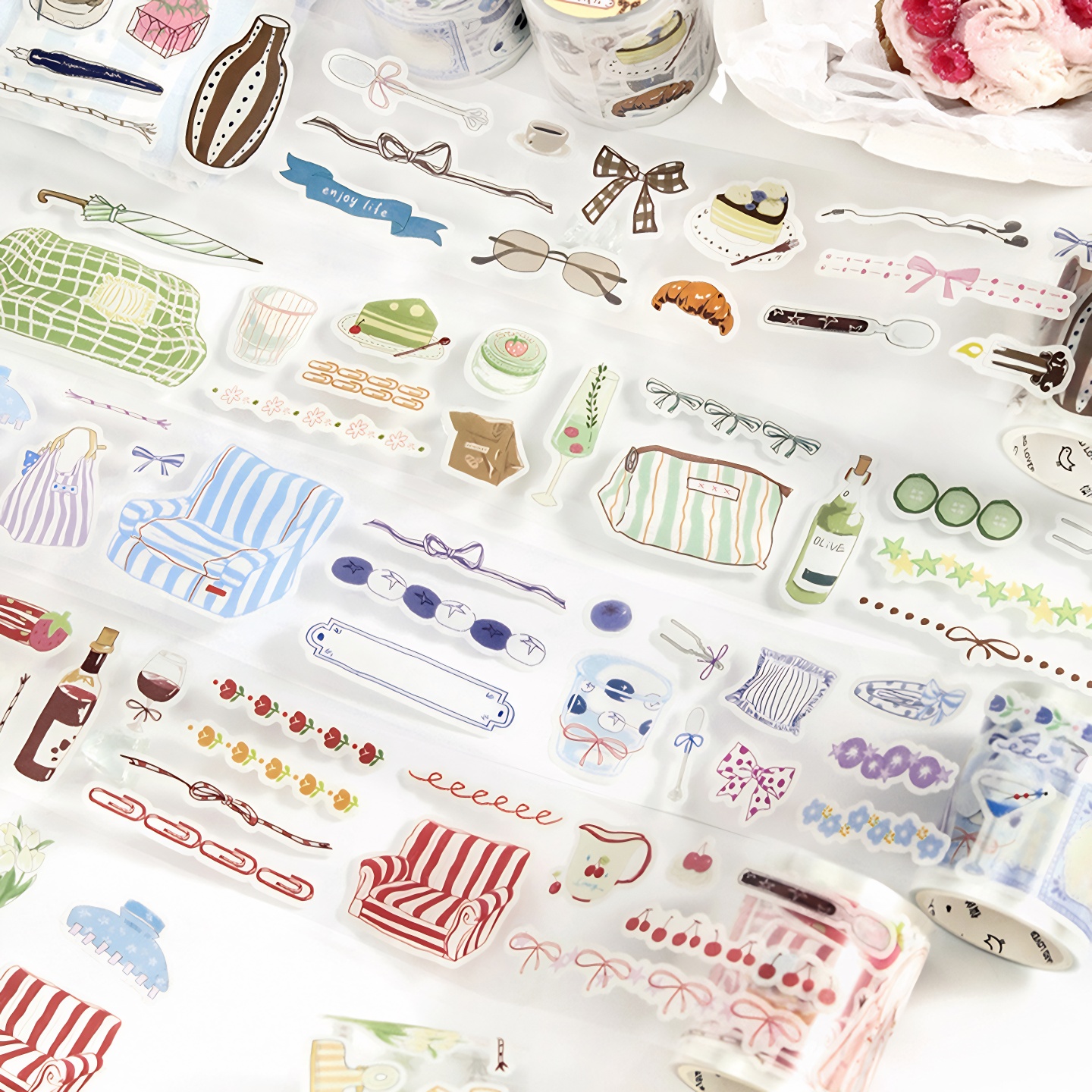 塞纳晚风信的恋人模切和纸手帐胶带法式生活家居物件手账装饰贴纸