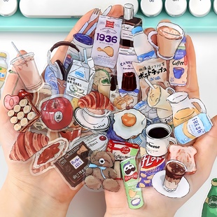 papermore柔软时光PET手帐贴纸大尺寸零食食物手账素材装饰贴画