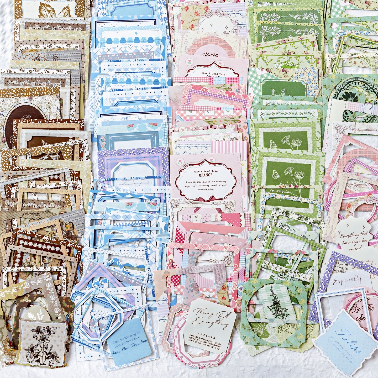 糖诗花叶方糖贴可撕模切手帐贴纸基础边框对话框复古手账装饰贴画