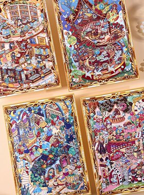 寓见诚品相框童话造景贴纸3D立体堆叠小屋微缩场景大号贴画高难度