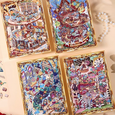 寓见诚品相框童话造景贴纸3D立体堆叠小屋微缩场景大号贴画高难度