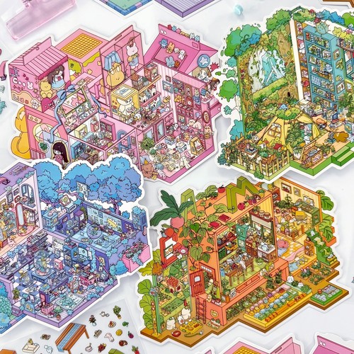 infeelme造景贴纸今日营业中全套微缩场景3d立体我的小屋15.0大号