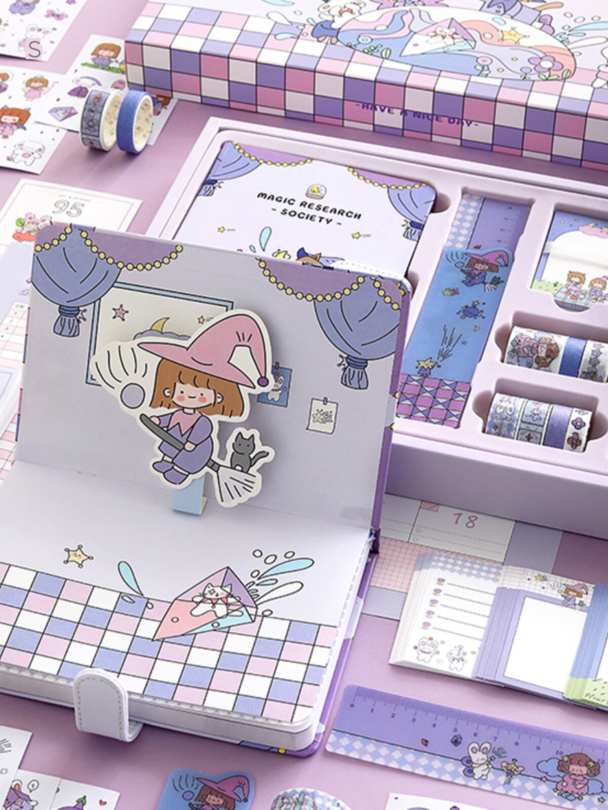 수첩 선물 상자 스티커 소녀 귀여운 인터넷 연예인 수첩 도구 재료 풀 세트 기능 단순