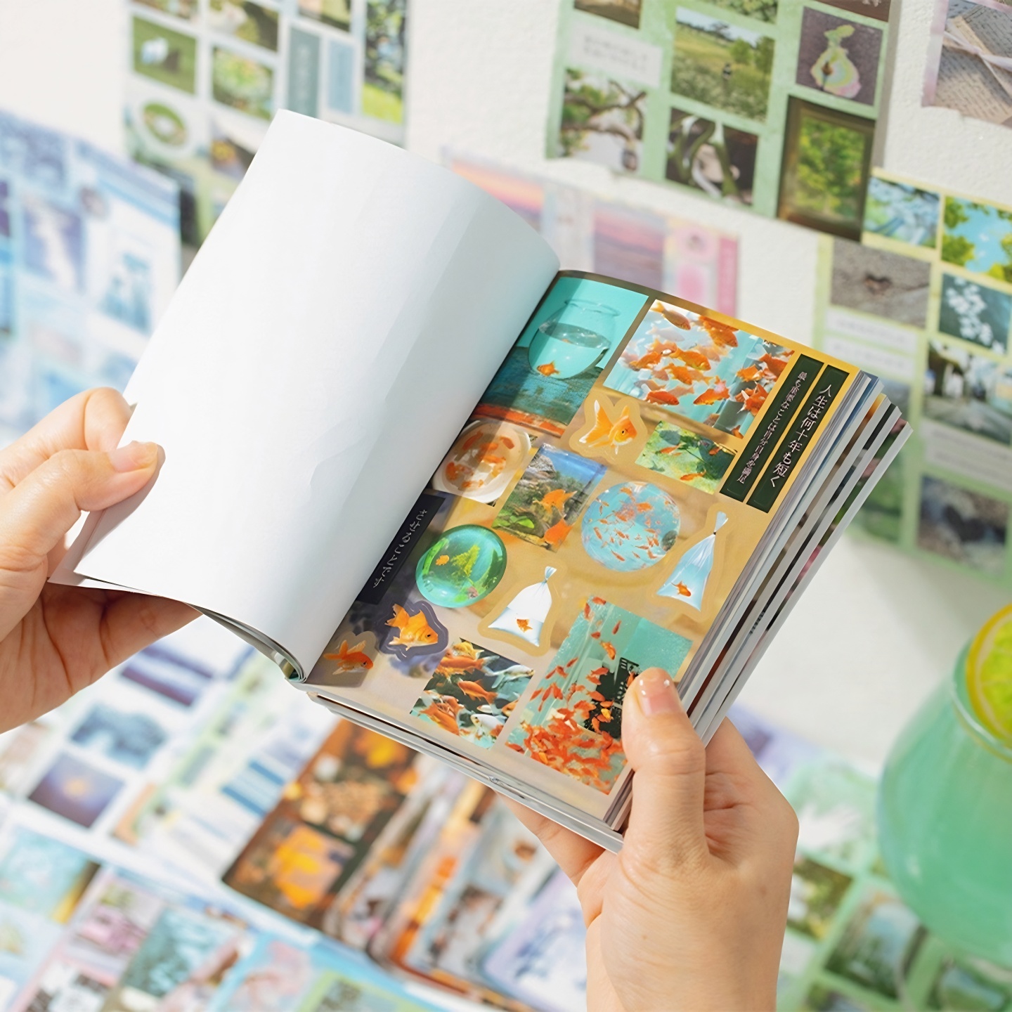 时光切膜贴纸书古早昭和漫画金鱼韩系ins杂志diy手帐复古贴纸本