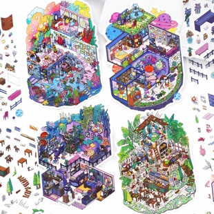 infeelme今日营业中35.0第三十五弹造景贴纸立体小屋微缩场景贴画