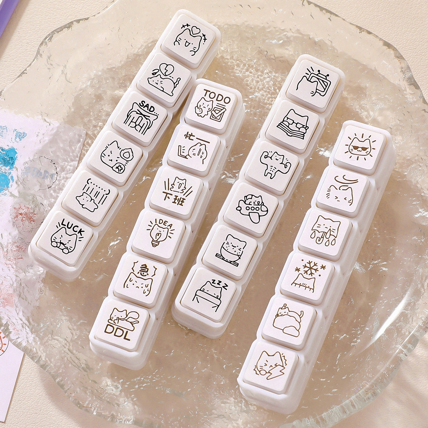 日系可爱小猫ins手帐六联生活记录印章高颜值diy日程本手账本盖印