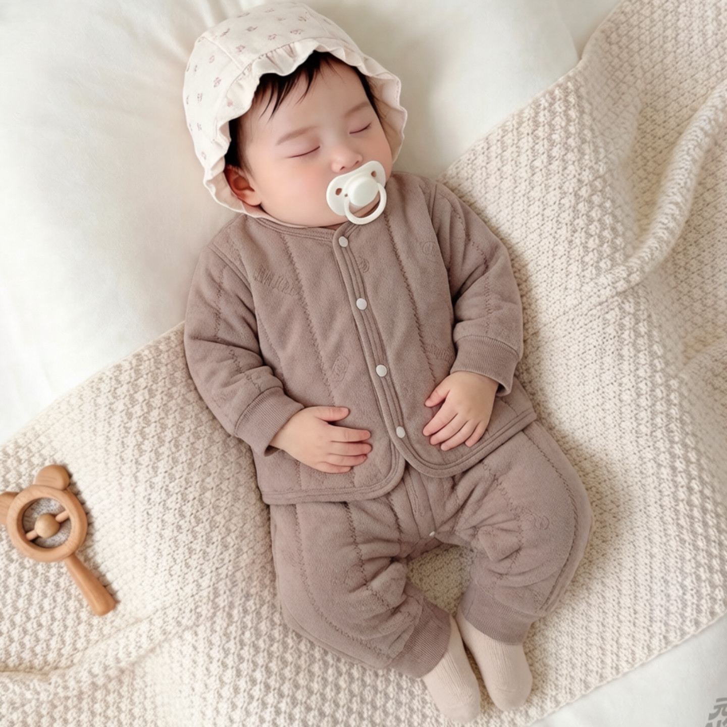 宝宝保暖三层加厚婴儿套装婴幼儿小棉袄内胆冬季小童二件套