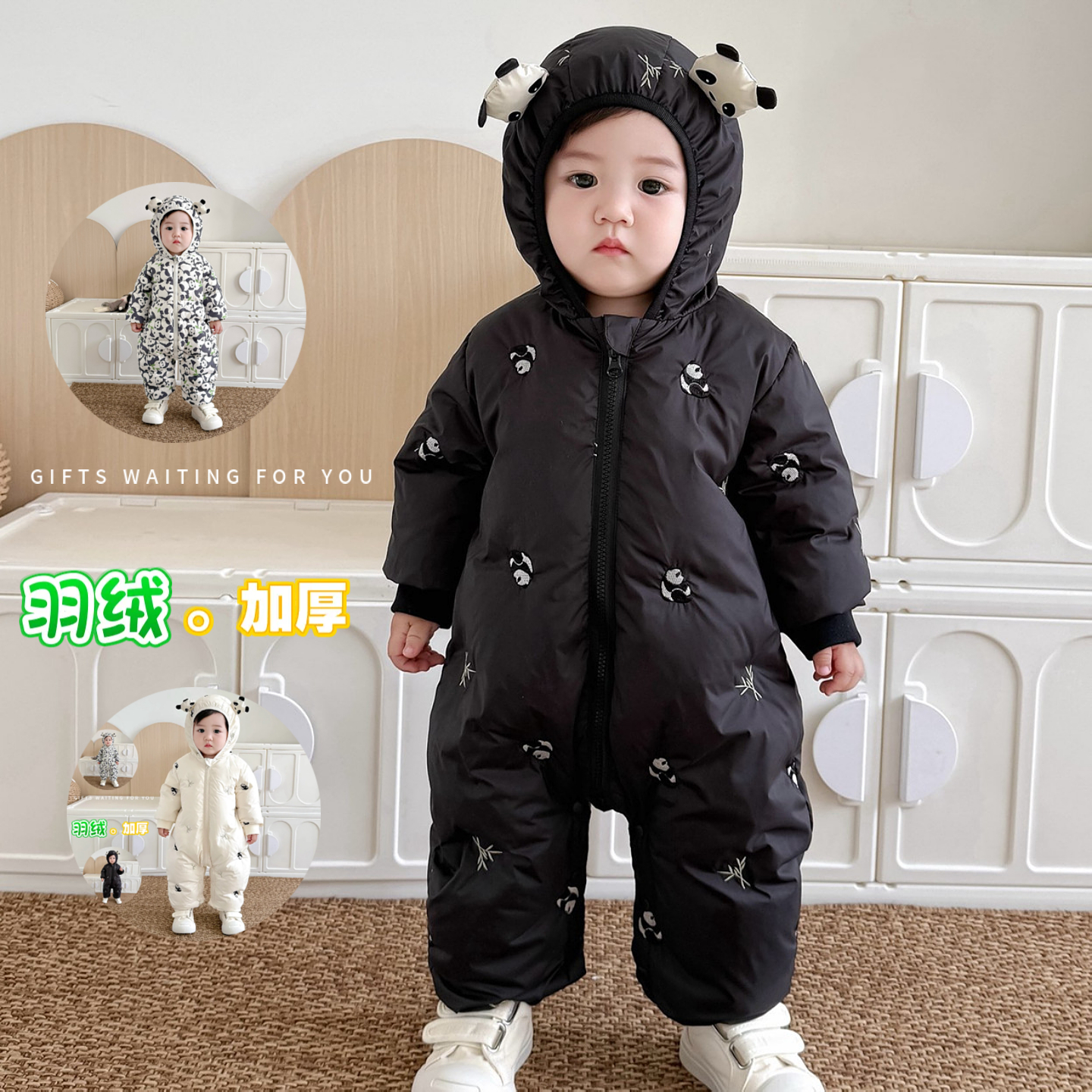 2025新款宝宝加厚白鸭绒婴儿羽绒连体衣男女宝宝羽绒服婴幼儿爬服