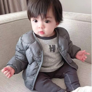婴幼儿轻柔宝宝羽绒服开衫儿童90白鸭绒小童内外二穿内胆外套秋冬