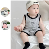 洋气男女宝宝夏装 婴幼儿人棉背心套装 外出衣服薄 新款 班纳之家夏季