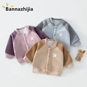 宝宝秋冬加绒小开衫 外套婴幼儿无骨婴儿衣服半球服儿童简约外套