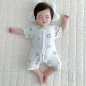 男女宝宝爬服婴幼儿连体衣 莫代尔无骨单排扣短袖 婴儿衣服夏季 薄款