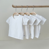 白色T恤简约短袖 夏季 薄款 儿童经典 男女宝宝纯棉无骨T恤小童半袖 夏