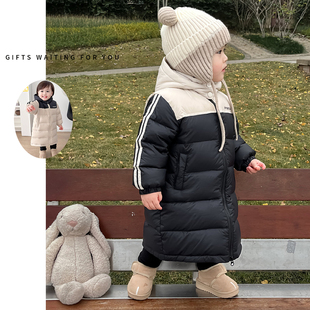 清仓价儿童加厚中性款男童女童宝宝加厚长款羽绒服外套过膝冬季