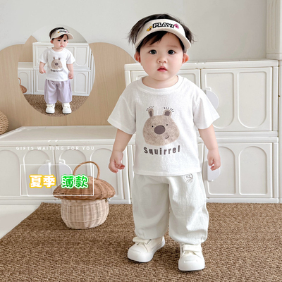 宝宝衣服夏季薄款网红分体二件套装夏装童装男女童小童防蚊裤衣服