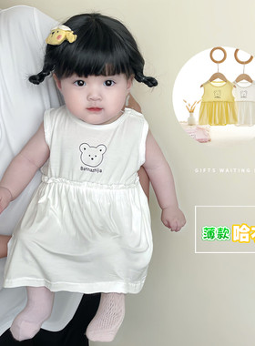 萝莉风夏季女宝宝公主包臀连衣裙婴儿满月百天周岁裙小月龄裙子