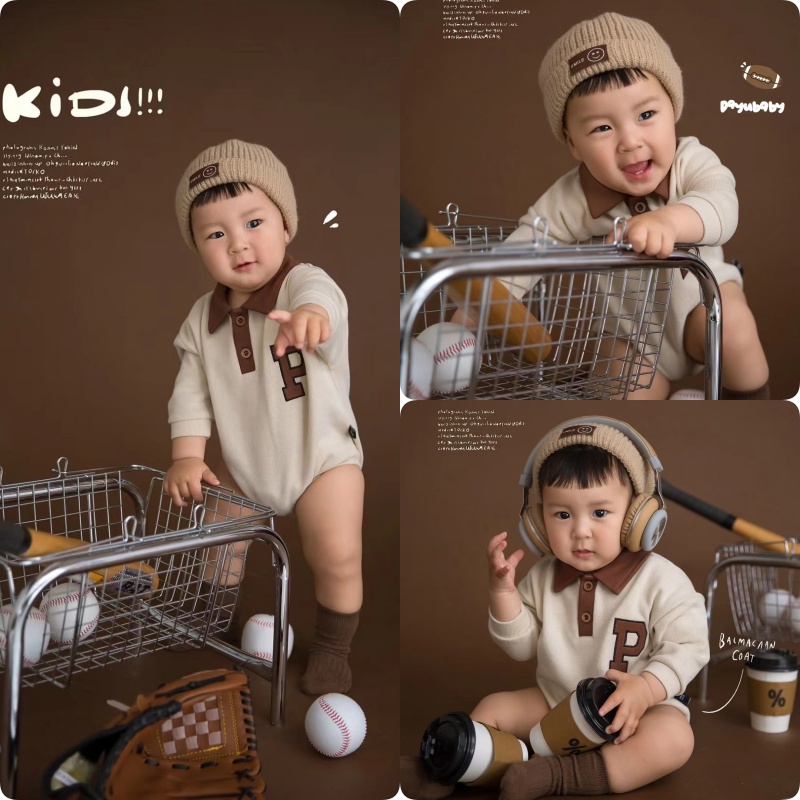 黑桃咖色系运动风男宝棒球系