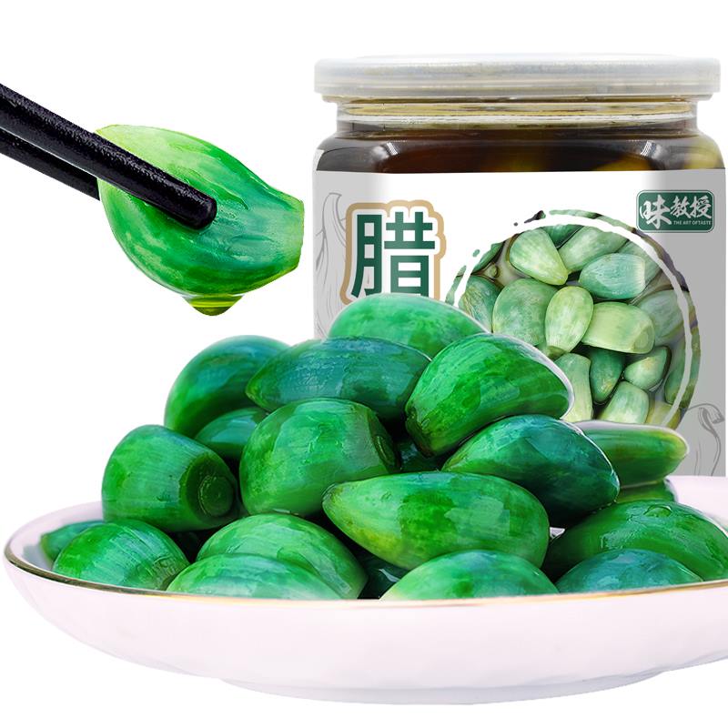 味教授腊八蒜脆绿蒜糖蒜醋泡大蒜头山东特产腌制咸菜大蒜400g*2