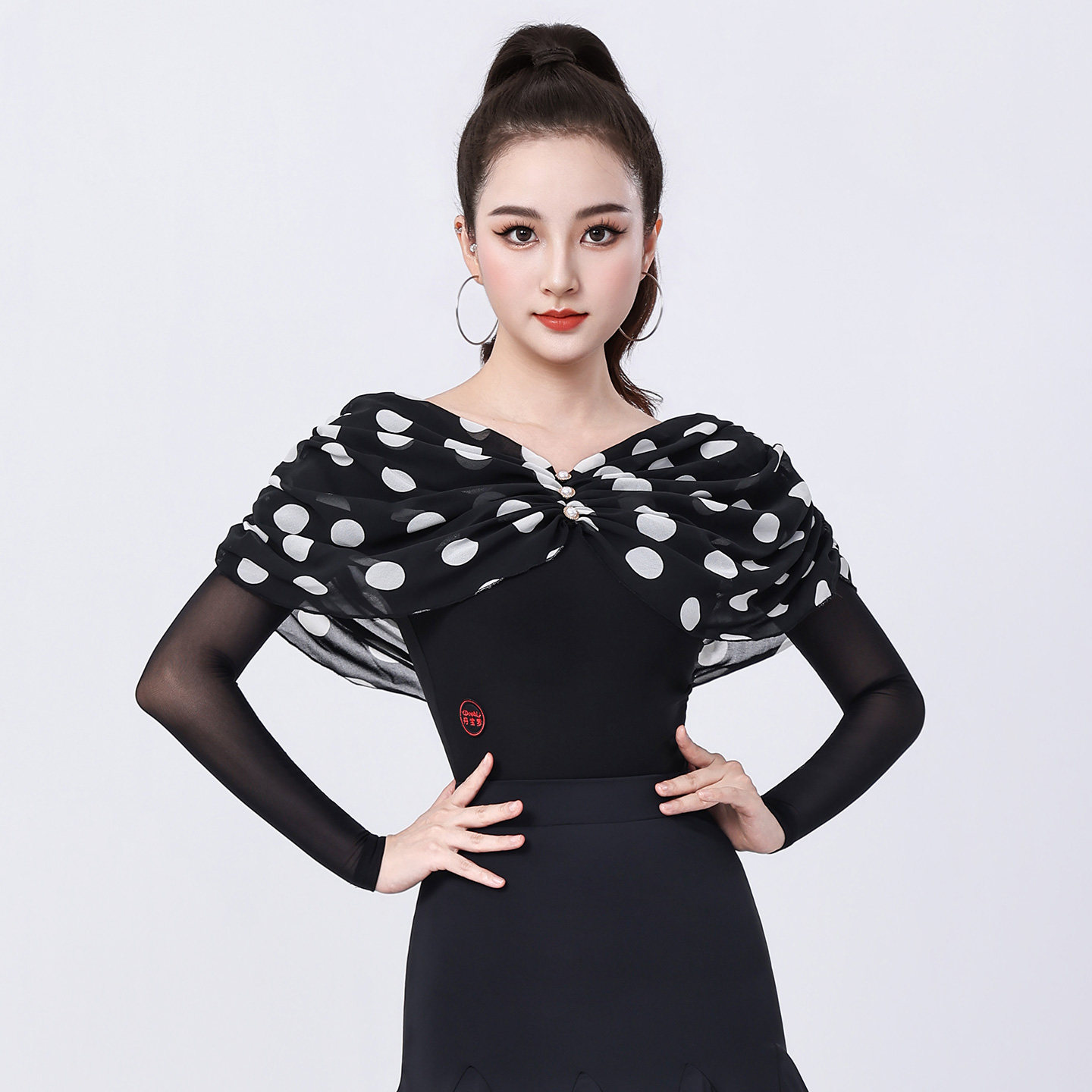 丹宝罗华尔兹国标舞交谊舞练功表演上衣训练服女士成人训练服长袖