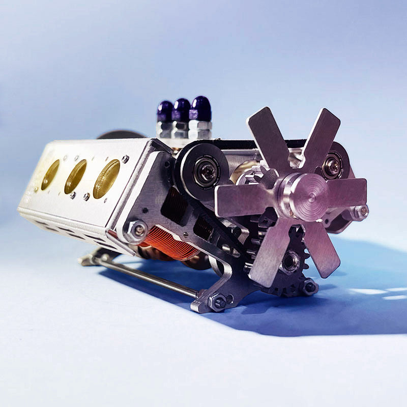 V6发动机模型仿真引擎可发动力强磁活塞无刷直流亲子拼装互动马达