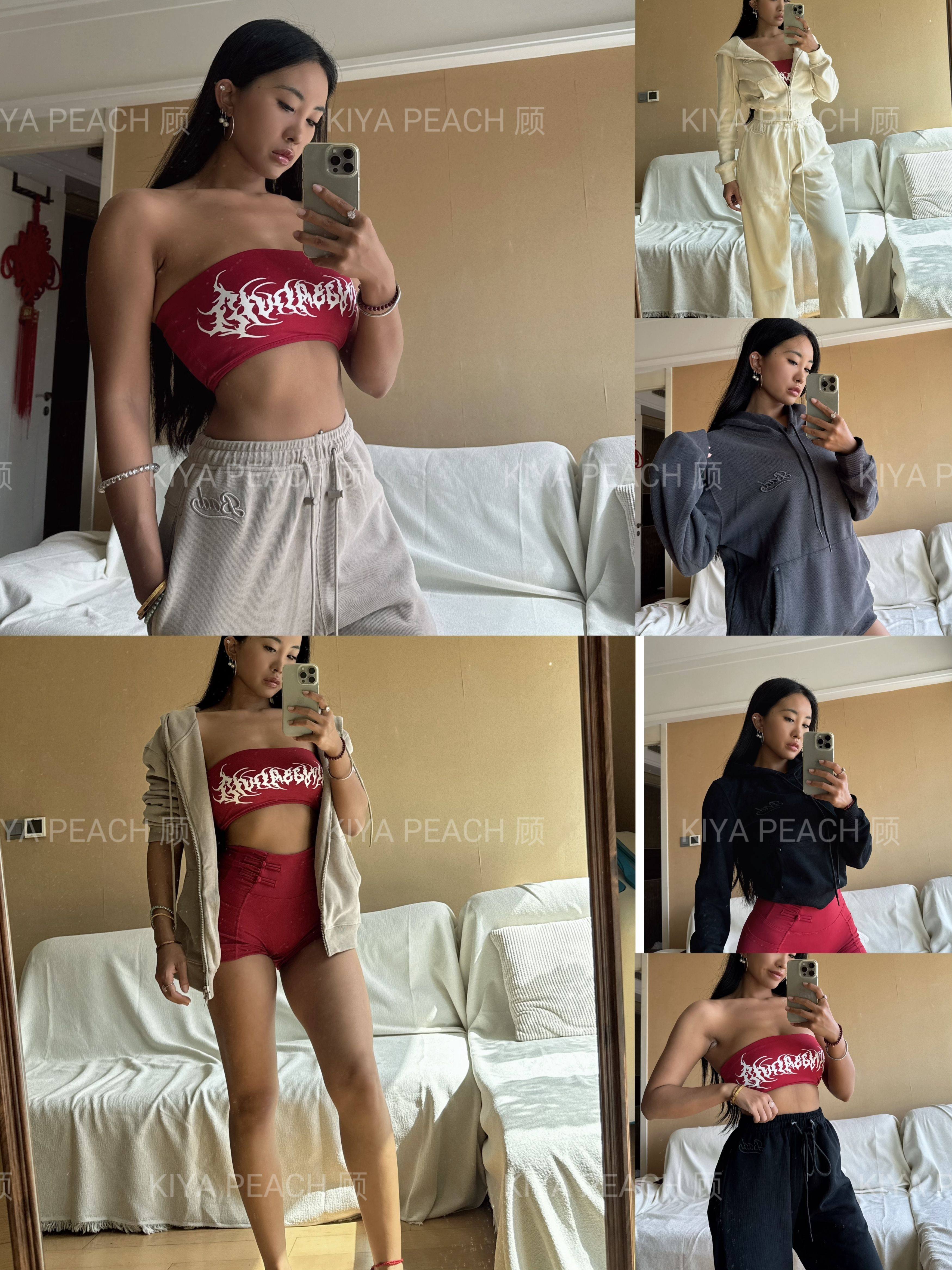KIYA PEACH 顾badbl ood美式复古柔软软糯垂感外套裤子