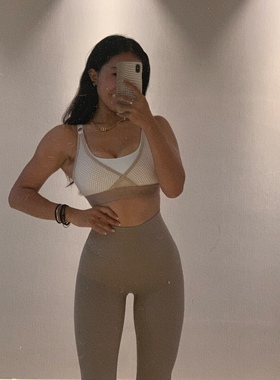 KIYA PEACH 网纱拼接渔网双色高强度聚拢健身瑜伽跳操运动bra背心