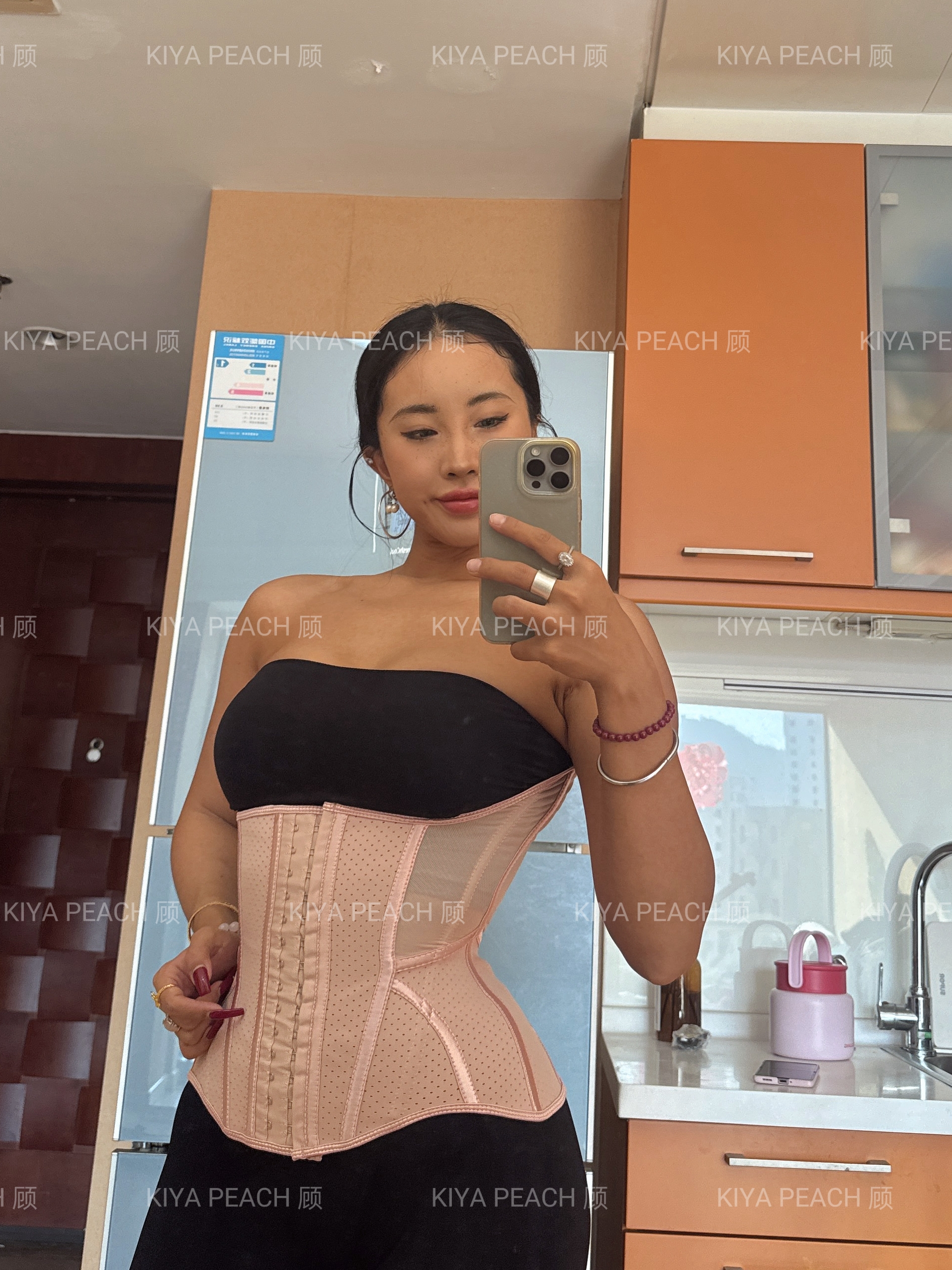 KIYA PEACH 顾网纱透气束橡胶腰沙漏收腹加高妈妈臀【长腰必入】