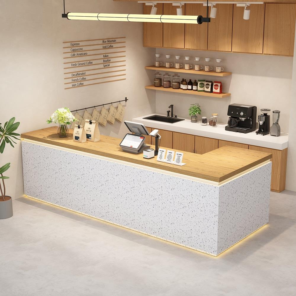 现代简约奶茶店吧台咖啡店收银台餐饮店操作台水果店收银切台定制