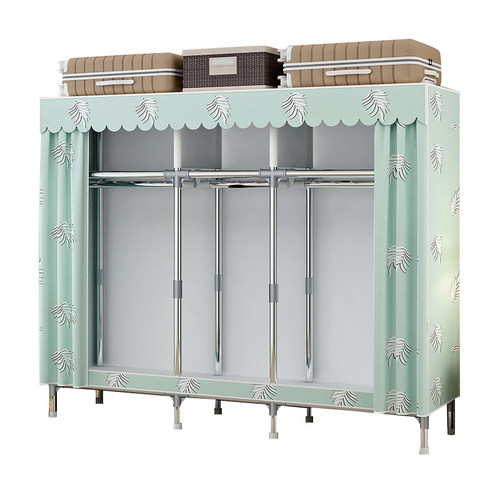 简易布衣柜家用卧室组装收纳衣橱出租房屋经济型全钢架加粗加厚m