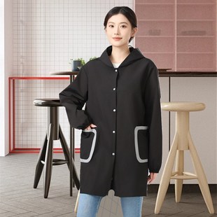 长袖围裙连帽罩衣男女工作服布防污防尘大人护衣家用厨房大褂印字