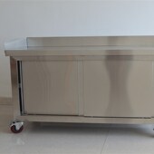 精选三面围边商用不锈钢工作台酒店推拉操作台厨房收纳柜打荷台带