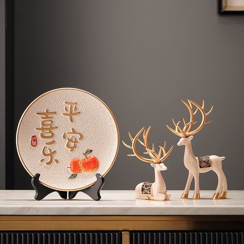 2024平安喜乐摆件家居过新年玄关酒柜鞋柜公司电视柜子客厅装饰品