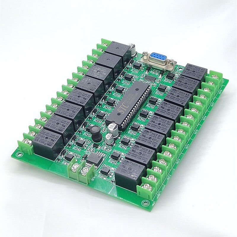 电脑232串口通信线控制16路继电器单片机可编程工业控制板12/24V