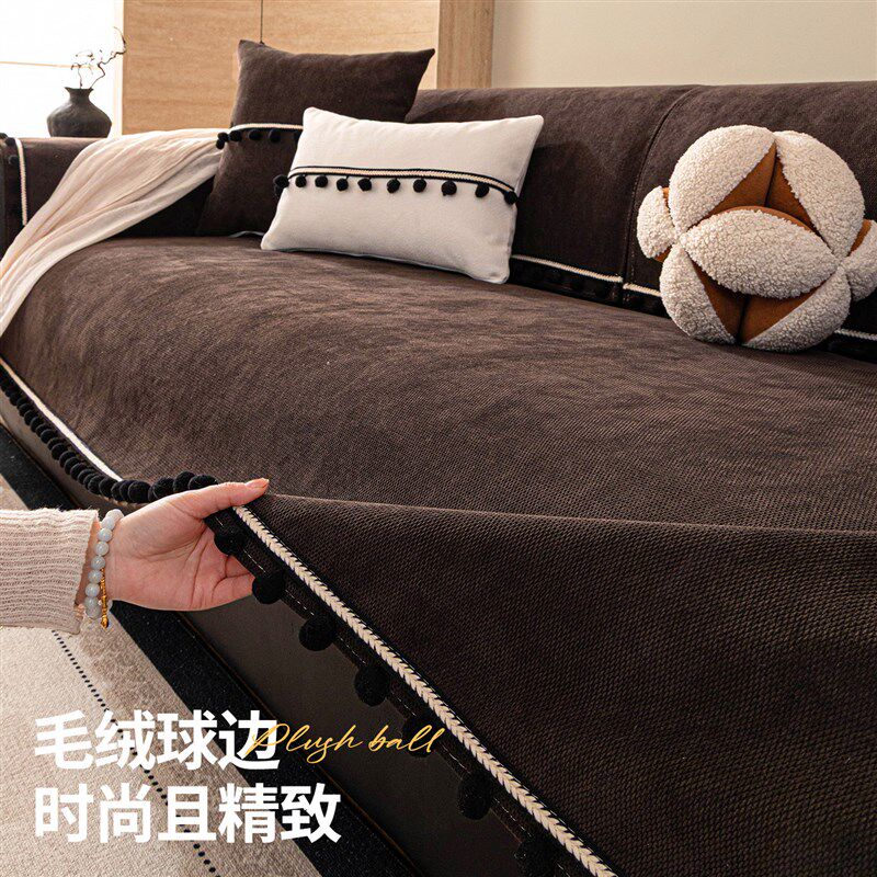 中古风四季通用沙发垫2026年新款一片式固定防滑防猫抓沙发坐垫子