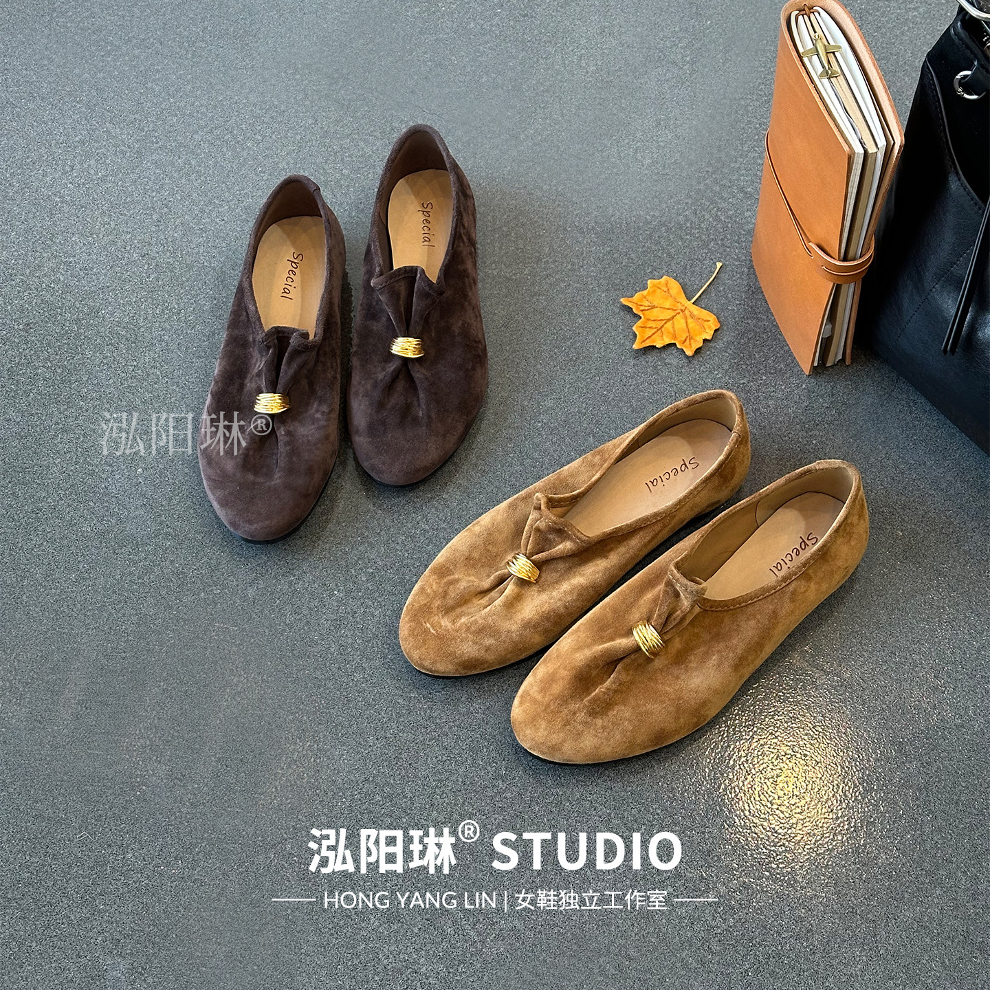 泓阳琳～焦糖色磨砂皮平底单鞋女2026春季新款复古软底奶奶豆豆鞋,女鞋,乐福鞋（豆豆鞋）,淘宝优惠券,粉丝福利购,淘宝优惠卷
