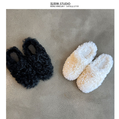 泓阳琳~羊皮毛一体毛毛拖女2025冬新款外穿穆勒包头平底羊毛拖鞋