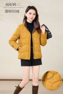 2026冬季新款时尚洋气立领拉链国标短款羽绒服女中老年妈妈装外套