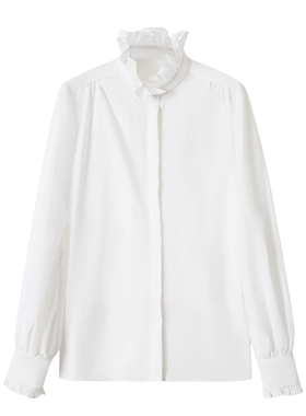 轻奢法式荷叶边衬衫女装长袖2024年早秋新款白色衬衣高端上衣N087