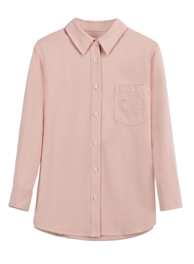 粉色丹宁 新疆长绒棉牛仔外套女士衬衫刺绣长袖休闲牛仔衬衣S027