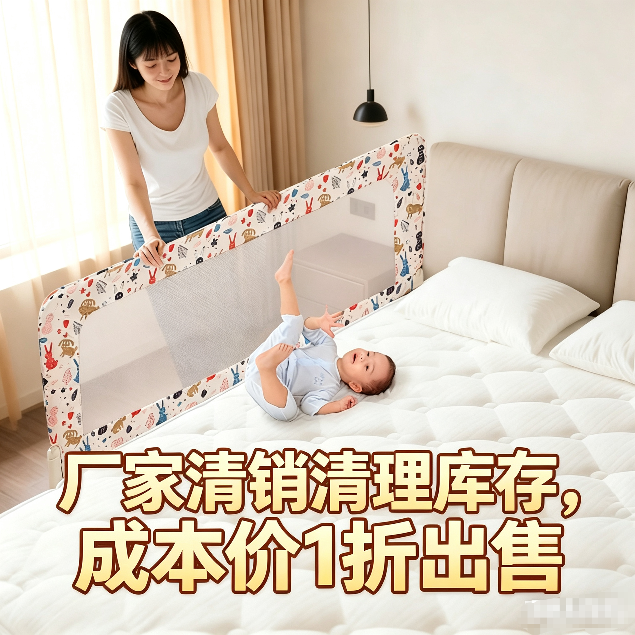 清仓特价床围栏宝宝防摔防护栏婴儿床边防掉挡板一边一面单边加高