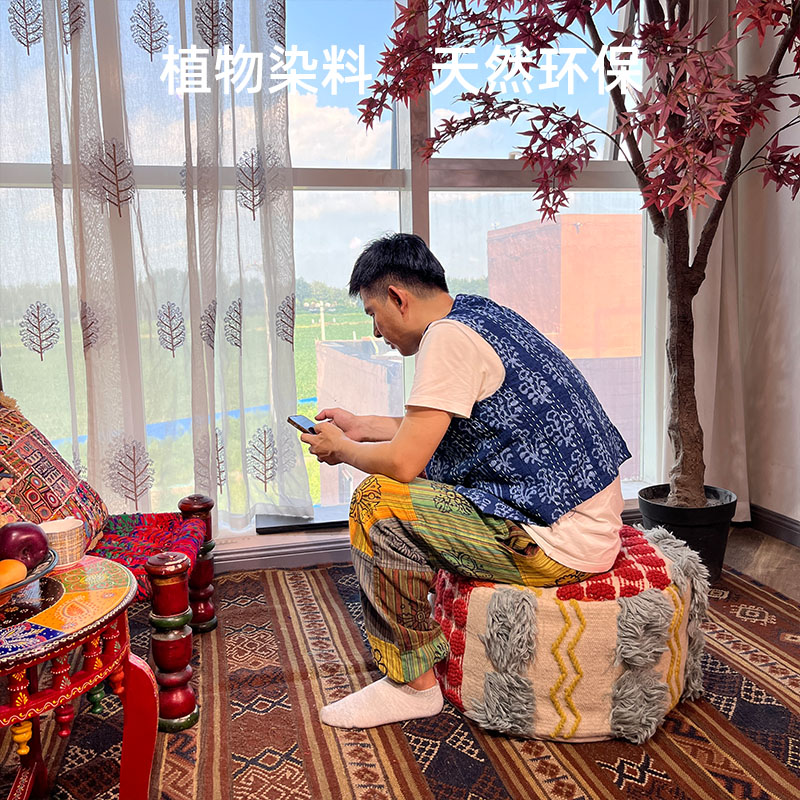 东南亚风格坐垫手工拼接刺绣绣片