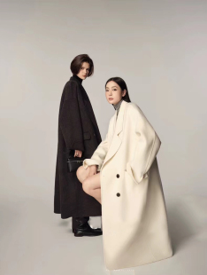 双面羊毛大衣女中长款2025年秋冬新款扩版茧型慵懒风显瘦毛呢外套