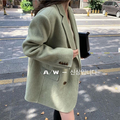 双面羊绒大衣女短款2025年新款韩版西服领男友风宽松 a型毛呢外套