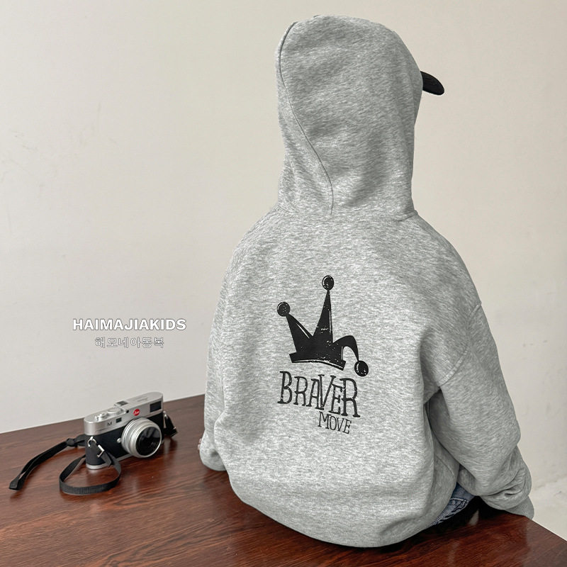 海妈家2026春秋新款男童连帽开衫外套潮范卫衣童装衣服春装中大童