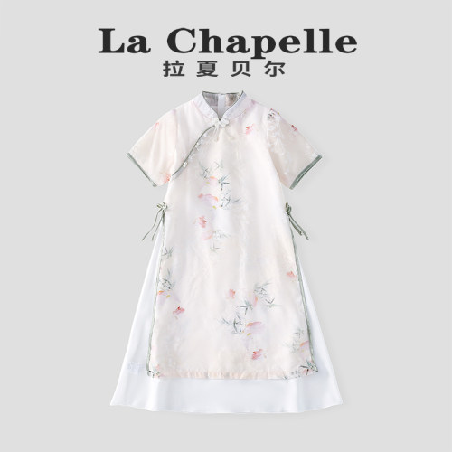拉夏贝尔女童夏装中式旗袍裙