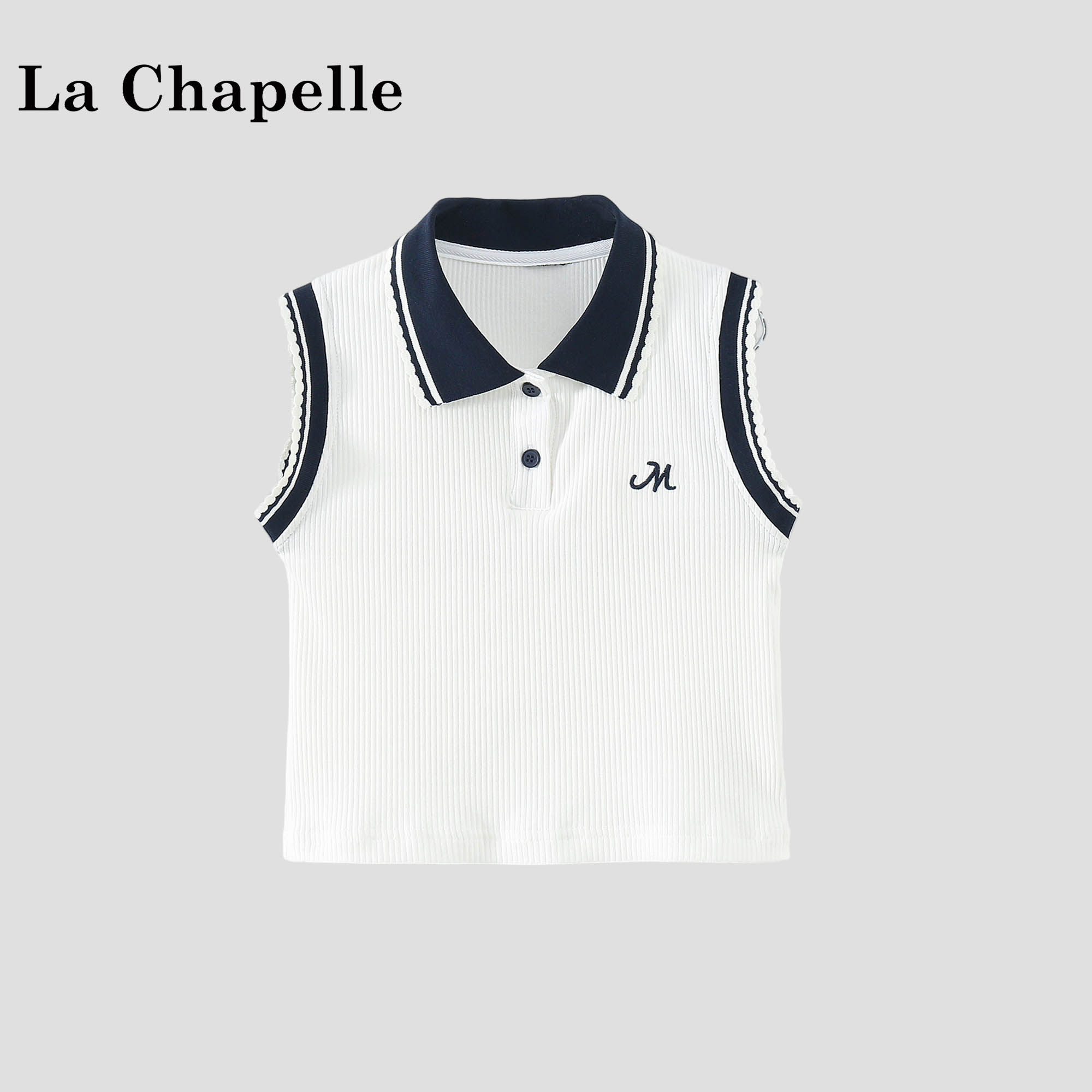 La Chapelle【拉夏贝尔】夏季时尚女童学院风POLO领背心LD2339